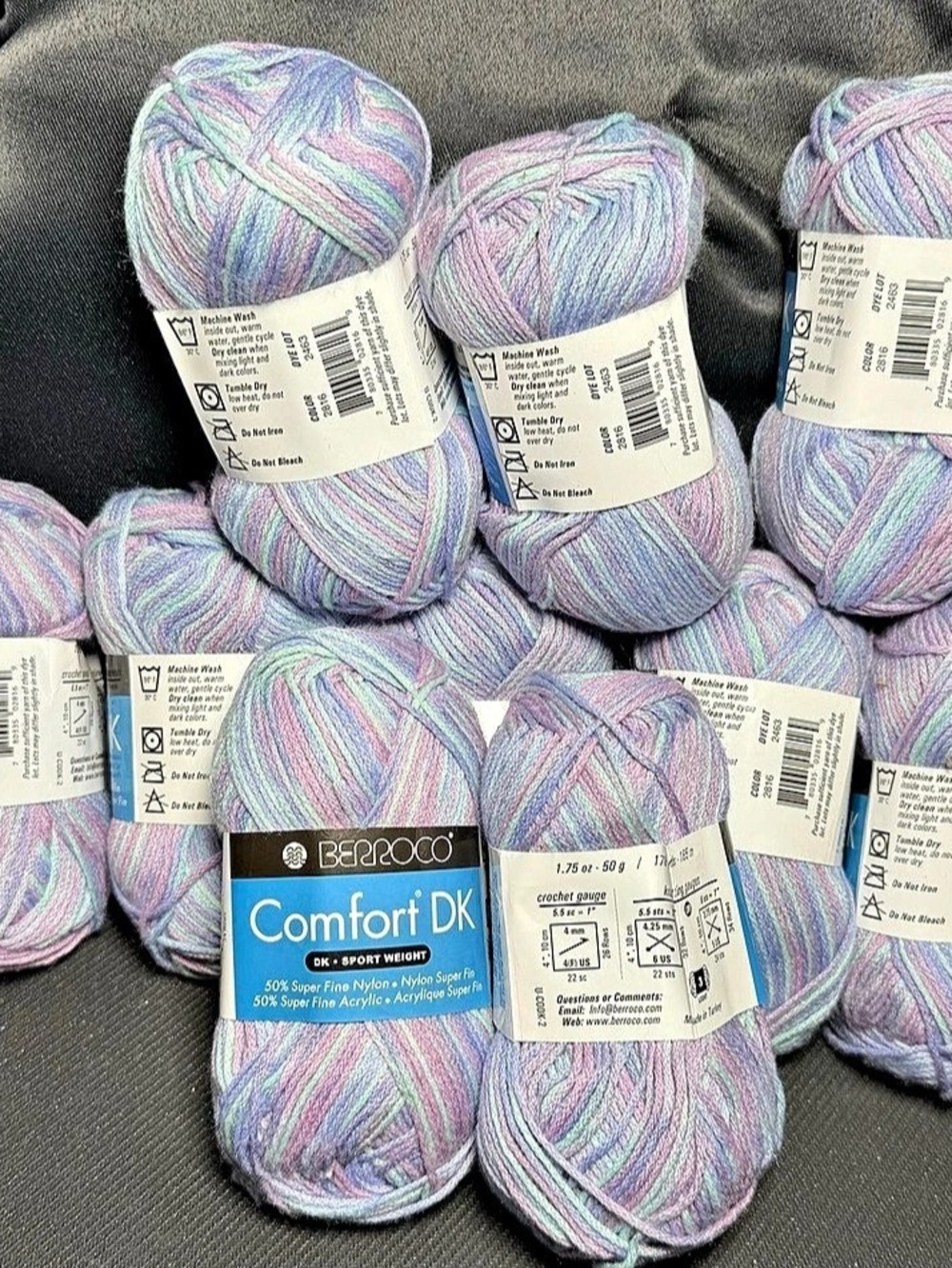 SUPER SOFT Berroco Comfort DK Variegated Yarn Bundle in Teal Pink and Purple NWT